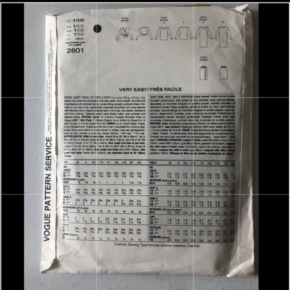 Vogue Pattern Set 2601 - Picture 2 of 2